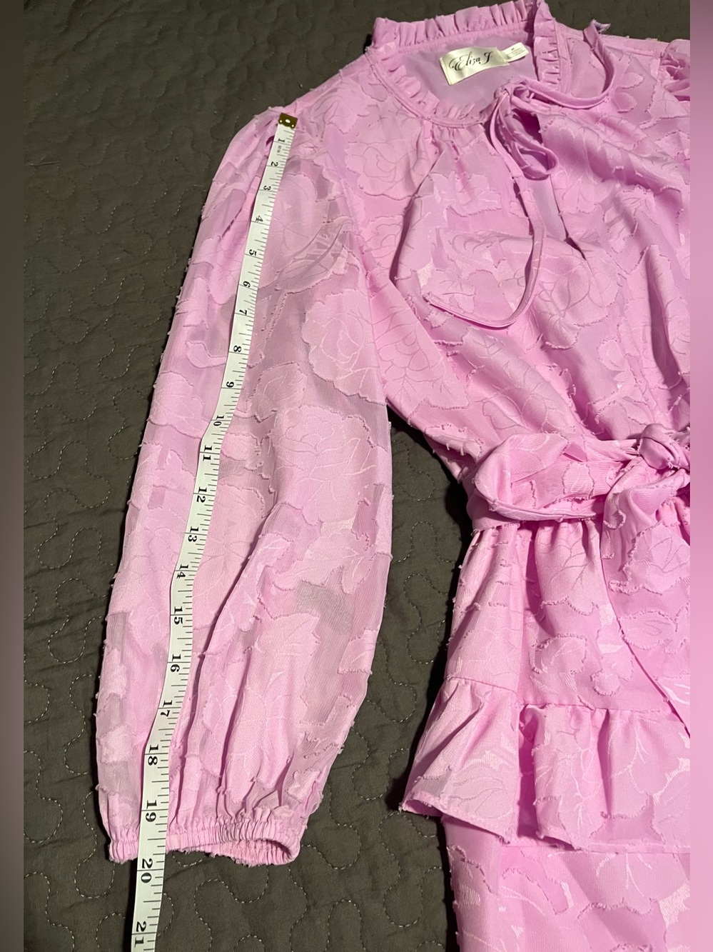 Eliza J Pink Floral Ruffle Tiered Long Sleeve Dress Size 4P Petite - Picture 8 of 11